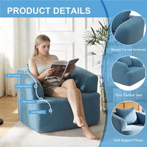 360 Swivel Comfy Single <b>Sofa</b> Teddy Fleece Upholstered High Resilience <b>Sponge</b> Soft Pillow No Assembly Required Bedroom Furniture - Product Image 2
