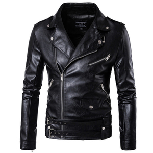 Veste en cuir pour homme, tendance et décontractée, idéale pour l'hiver, séchage rapide, respirante, plusieurs couleurs, veste en cuir pour homme - Product Image 3