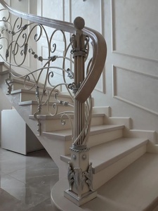 Barandilla de Escalera Tradicional de Hierro Forjado con Diseño Ornamental, Montaje en el Suelo, Acabado Resistente a la Oxidación para Pasamanos de Escalera - Product Image 5