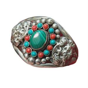 Asthamangal Men's Traditional Look <b>Copper</b> Alloy Antique Bronze Plated Fashion <b>Bracelets</b> & Bangles Multi Color Stone Set Gift - Product Image 2