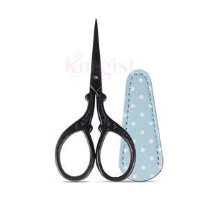 Ciseaux à ongles durables de 3.5 pouces avec poignée en acier ciseaux à broder de qualité bricolage gaine en cuir pour la couture de fil de tissu - Product Image 1