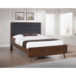 Cama con plataforma Queen de Carson Carrington en nogal oscuro, tapizada - Product Image 1