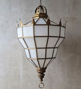 Lanterne suspendue géométrique traditionnelle en fer, luminaire suspendu pour l'intérieur, montage au plafond, décoration de salon, durable, écologique, anniversaire - Product Image 2