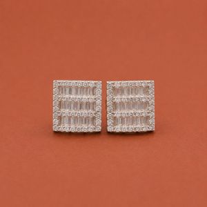 Pendientes Cuadrados con Diamantes Redondos y Moissanita S925 para Mujer - Product Image 1