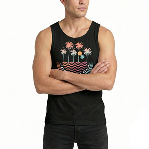 Premium AOP Men Graphic Sublimation Print Tank Top Casual Streetwear Sleeveless Shirt Wholesale Custom Factory Price Tank Tops - Product Image 1