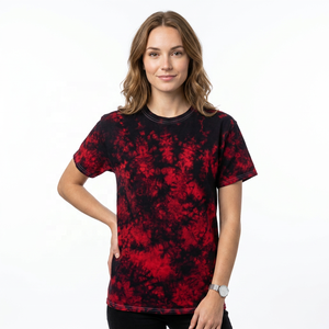 T-shirt décontracté pour homme en coton 100% tricoté, coupe ample, col rond, rouge et noir, respectueux de l'environnement - Product Image 3