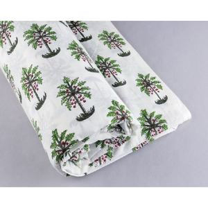 Tissu de coton imprimé de palmier, pour femmes, bloc tissu imprimé de légumes, robe indienne, par cour, vêtements féminins, blanc sur vert, nouvelle collection - Product Image 5