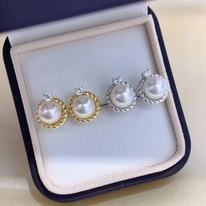 Pendientes Clásicos de Perlas Naturales de Agua Dulce de 14-13 mm, Diseño Clásico, Impecable, Color Plata Fría, Sai Ao Bai Zhuji - Product Image 3