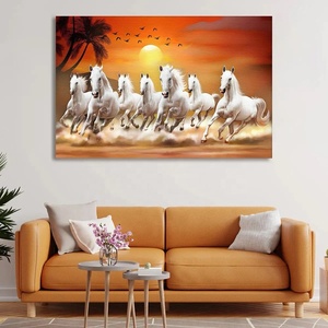 Animal Crystal Porcelain <strong>Painting</strong> Wall Art Frame for Living Room Hotel Decor Majestic Sunrise 7 Running <strong>Horse</strong> <strong>Painting</strong> - Product Image 1