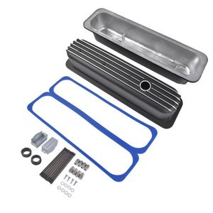 Coperchi Valvole Alti Neri con Alette, Altezza 3 11/16 Pollici con Bullone Centrale per Chevy SBC 305 350 450 5.0L e 5.7L - Product Image 6