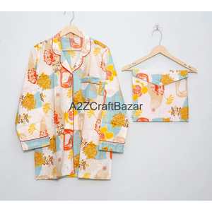 Camisa de Mujer Estilo Bohemio Romántico con Estampado Floral, 100% Algodón, Mangas Largas, Cuello Camisero, Cierre con Cordón, Transpirable, de Secado Rápido y Suave - Product Image 2