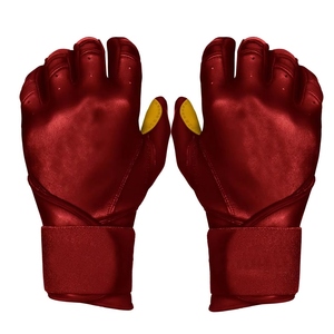 KATBROS INDUSTRIES <b>Red</b> Leather Batting <b>Gloves</b> Durable Padded Design Unisex Adult Training Ambidextrous Hook and Loop Closure - Product Image 1