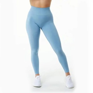 เลกกิ้งผู้หญิง ระบายอากาศ ต้านเชื้อแบคทีเรีย เนื้อผ้าสแปนเด็กซ์/โพลีเอสเตอร์ถักแบบไร้ตะเข็บ เอวสูง ความยาวระดับเข่า สำหรับโยคะและออกกำลังกาย - Product Image 1