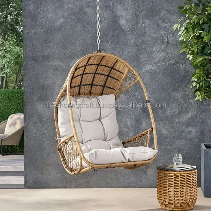 איכות טובה נוח מותאם אישית עץ כיסא תלוי קש כיסא נצרים חיצוני גן כיסא גן
