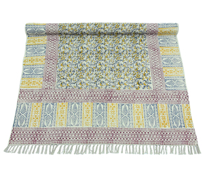 Contemporary Bohemian Handmade Washable Eco-Friendly Non-Slip Cotton Rug Area Floor <b>Covering</b> Hand Block Printed Decor Rajasthan - Product Image 2