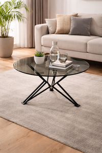 Modern Round Tempered Glass Dining <b>Table</b> with Metal Frame for Dining Room Furniture Lumetal Vietnam - Product Image 6