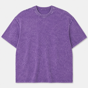T-shirt Homme Personnalisé Vintage Urban Terrain en Coton Délavé Coupe Oversize Manches Courtes Col Rond Uni Violet Décontracté en Maille Jersey - Product Image 1