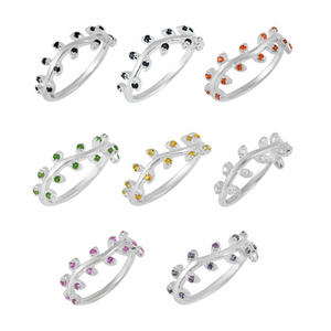 925 Sterling Silver Fine Band <b>Ring</b> Beautiful Leaf Design 100% Natural Multi Gemstone Elegant <b>Statement</b> Wedding Fine <b>Ring</b> Jewelry - Product Image 5