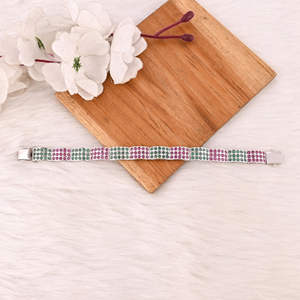 Premium 925 Sterling Silver Ruby and Emerald Tennis <b>Bracelet</b> Luxury Gemstone Jewelry for Unisex - Product Image 3