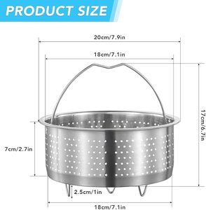 Panier vapeur durable en acier inoxydable avec poignée et pieds en fil métallique, passoire perforée - Product Image 2
