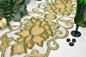 Luxury Dining <b>Table</b> <b>Mats</b> Pads Emneaded Floral Design Customized Shape Handmade 5mm Thickness for Hotel/Restaurant Events - Product Image 3