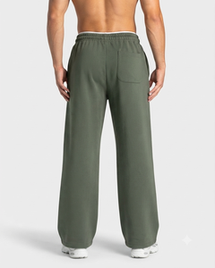 Wholesale Men's Green <b>Oversized</b> Contrastline Custom Tracksuit Set Premium Quality Cotton Fleece Hoodie & Wide Leg <b>Sweatpants</b> - Product Image 5