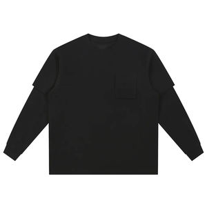 Camiseta de Hombre con Logotipo Personalizado, Manga Larga, 100% Algodón, Diseño Casual Tejido, Patrón Sólido, Transpirable, para Universidad o Colegio - Product Image 1