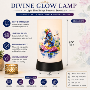 Lord Krishna Flute LED Table <b>Lamp</b> Colorful Spiritual Night Light Peacock <b>Feather</b> Design for Bedroom Temple Living Temple Room - Product Image 5