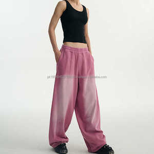 Pantalones de chándal personalizados de algodón 100% bordados de alto gramaje, estilo vintage, lavado oscuro, para hombre, de corte holgado, pierna ancha, patrón recto, cintura alta - Product Image 3