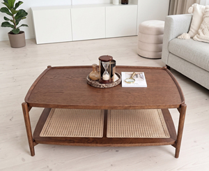 Midcentury Modern Decorative Wood Coffee <b>Table</b> with Storage Shelf Minimalist Design Living Room Furniture - Product Image 4
