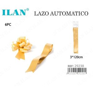 Lazo Automático Decorativo de 3x120 cm, Color Dorado, Paquete de 6 Lazos para Regalo - Product Image 3