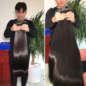 Super Double Drawn 100% Raw Virgin Remy Extensiones de cabello Máquina de alta calidad Trama doble Pelucas rectas sedosas Origen vietnamita - Product Image 2