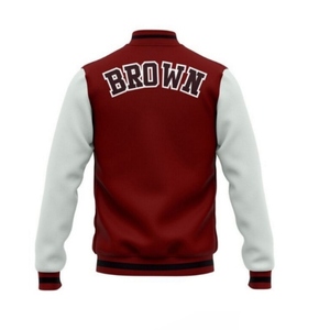 Veste universitaire pour homme, personnalisée OEM, avec broderie chenille, manches en laine, col montant, logo frontal, style streetwear printemps - Product Image 2