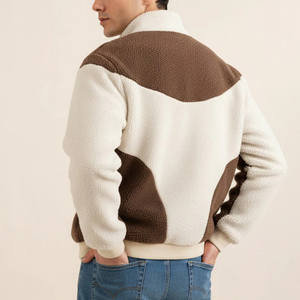 Men's Solid <b>Fleece</b> <b>Jacket</b> Breathable Stand Collar Zipper Closure Casual Winter Wear Cotton <b>Lining</b> Regular Fit Front Logo - Product Image 2
