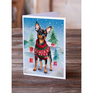 "Paquete de tarjetas de felicitación de 8 # Pinscher miniatura # Whimsical A7 tamaño 5x7 tarjetas en blanco con Sobres" - Product Image 2