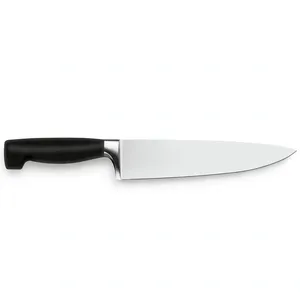 Classic 8 Inch Chef <b>Knife</b> Silver Plain Blade Smooth Black Handle Kitchen <b>Knife</b> for <b>Slicing</b> Dicing Chopping Home Food Preparation - Product Image 1