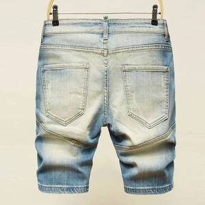 Classic <b>Men</b> Eco-Friendly Solid Dark Wash Denim Shorts with Soft <b>Stretch</b> Quick Dry Great Everyday Wear High Waist Button Fly - Product Image 6
