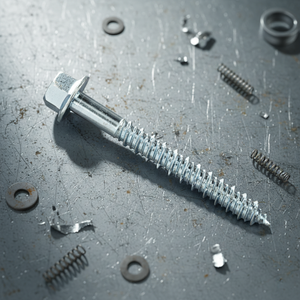 Vis à bois à pointe acérée en acier au carbone de classe 4 haute résistance, tête hexagonale externe, filetage grossier, métrique/pouce, zinc blanc/jaune - Product Image 1