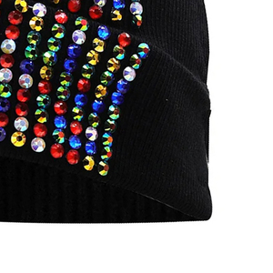 Bonnet en strass avec broderie de paillettes colorées, unisexe, style streetwear, bonnet d'hiver pour adulte, 56-58 cm - Product Image 3
