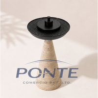 Brûleur d'encens de luxe en pierre avec couvercle noir, design moderne en métal artisanal, écologique, pour hôtel et maison, aromathérapie