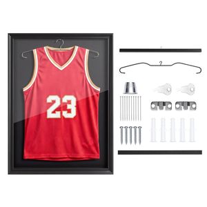 Vitrina de Madera con Cerradura para Exhibición de Camisetas Deportivas, 35.4 x 27.6 x 1.5 Pulgadas, MDF, Panel de PC con 98% de Protección UV - Product Image 1