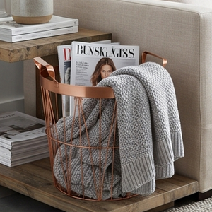 Panier de rangement en fil métallique géométrique moderne avec poignées, finition cuivre, organisateur multi-usages pour la maison - Product Image 6