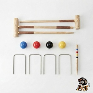 Ensemble de jeu de croquet de jardin, maillettes en bois de qualité supérieure, balles durables, piquets de buts, équipement de loisirs professionnel pour l'extérieur - Product Image 3