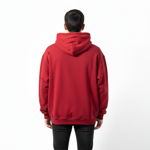 OEM Streetwear Double Layer Distressed Hoodie Acid Wash Oversized Raw Hem Cotton Vintage Hip-Hop Pullover Sweatshirt Custom Men - Product Image 4