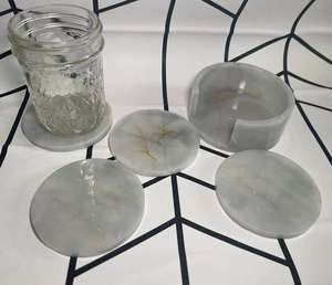 Premium Marble Resin Coaster Set With Elegant Mixed Material Design For Luxury Home Decor Coffee Table Protection - Product Image 1