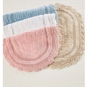 High quality Comfort Cotton Bath <b>Mat</b> <b>Set</b> Solid Pattern Crochet Border Eco-Friendly Machine Made Custom Color <b>Bathroom</b> Rug - Product Image 1