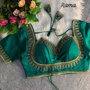 Chemisier en soie ethnique noir pour femme, brodé de sequins, grande taille, chemise de fête nuptiale - Product Image 2