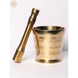 Fait à la main de 4 pouces en laiton Okhli et Musal Home Decor Item from India Herb & Spice Tools Handcrafted - Product Image 1