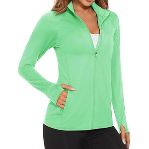 Veste de sport zippée intégrale pour femme, respirante, extensible dans quatre directions, légère, coupe-vent, en maille, pour le yoga et le fitness, coupe ajustée, vente en gros - Product Image 1