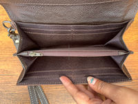 Portefeuille de sculpture usiné à la main Offre Spéciale pochette Western en cuir véritable cheveux sur portefeuille en peau de vache multi-utilisations portefeuilles de bracelet en cuir
